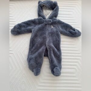 Baby Boy Sherpa Long-Sleeve Hooded Jumpsuit - Blue